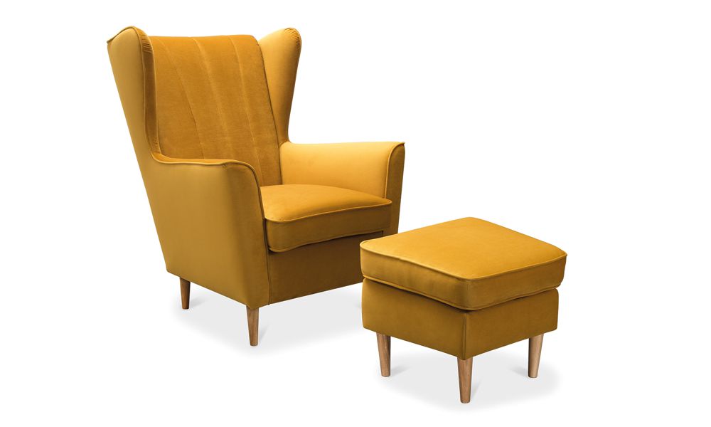Żółty fotel Fido z podnóżkiem | Gala Collezione